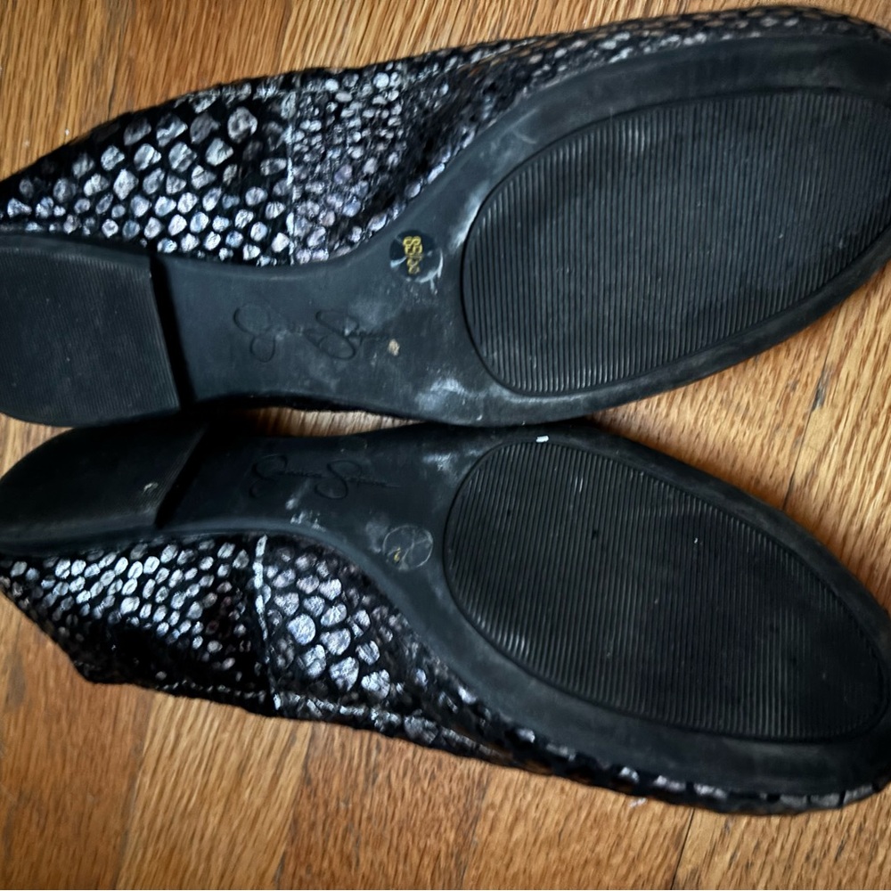 Jessica Simpson Gray Snake Python Embellished Fla… - image 3